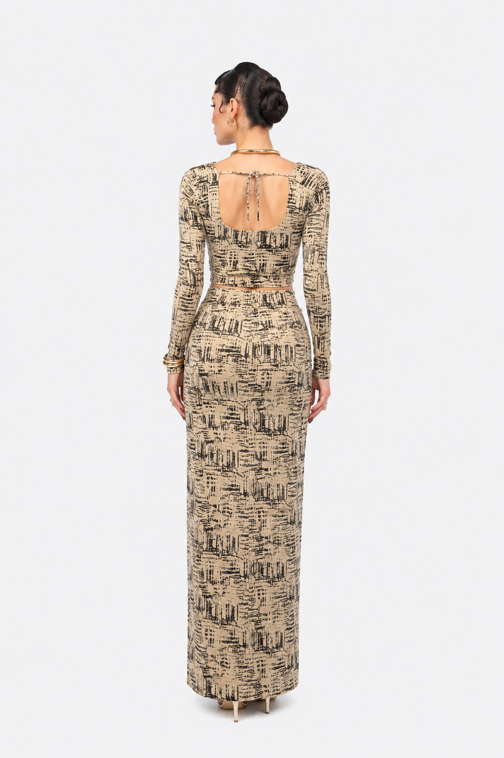 Elegant Printed Co-Ord Set for Women | Crop Top & Skirt