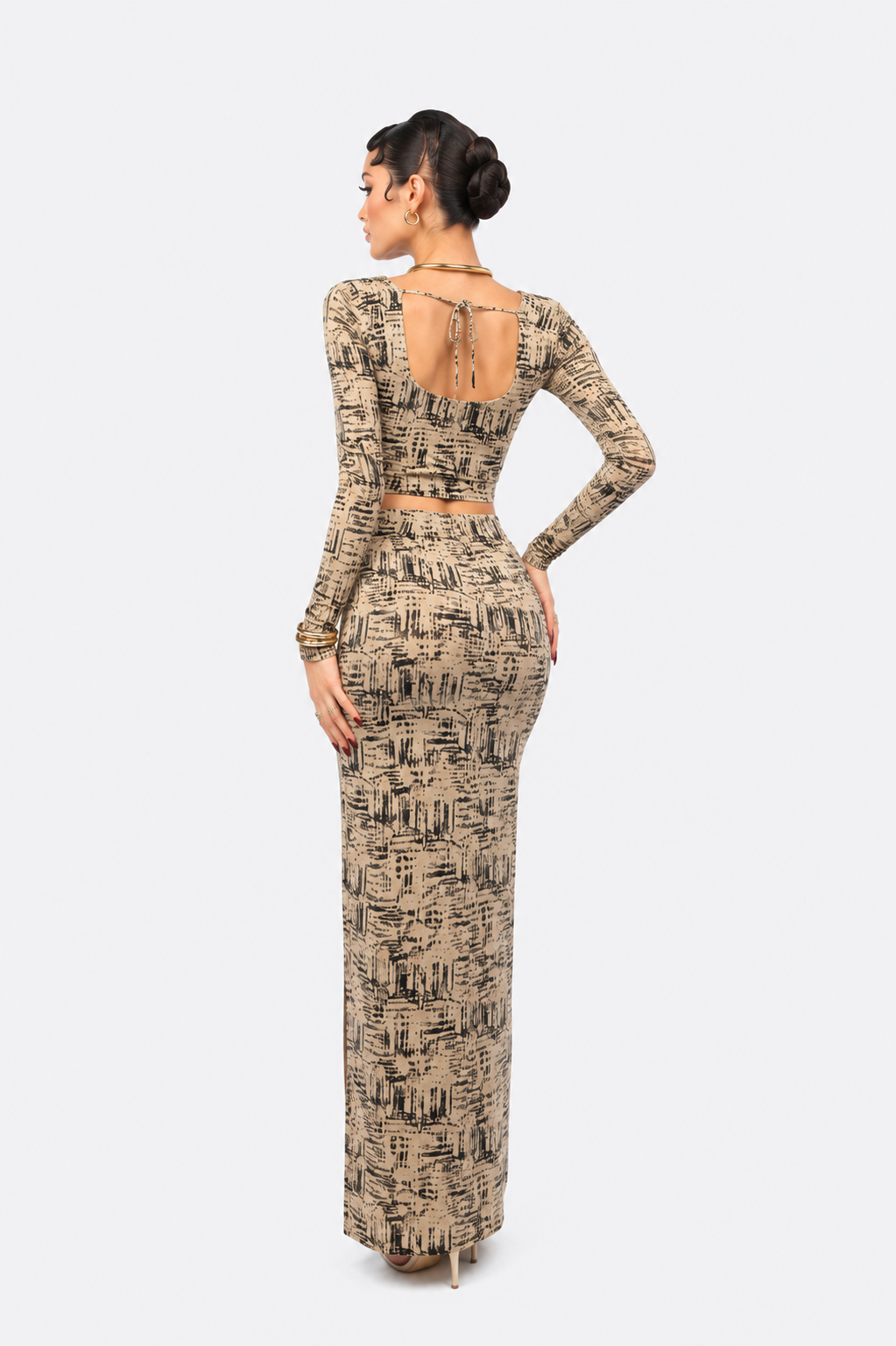 Elegant Printed Co-Ord Set for Women | Crop Top & Skirt
