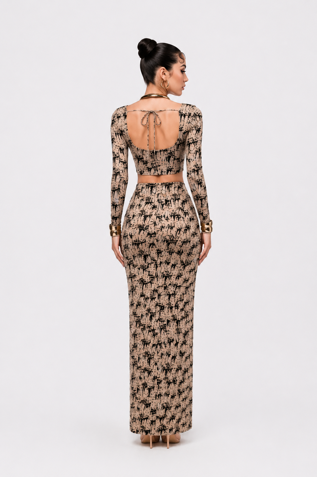 Elegant Printed Co-Ord Set for Women | Crop Top & Skirt