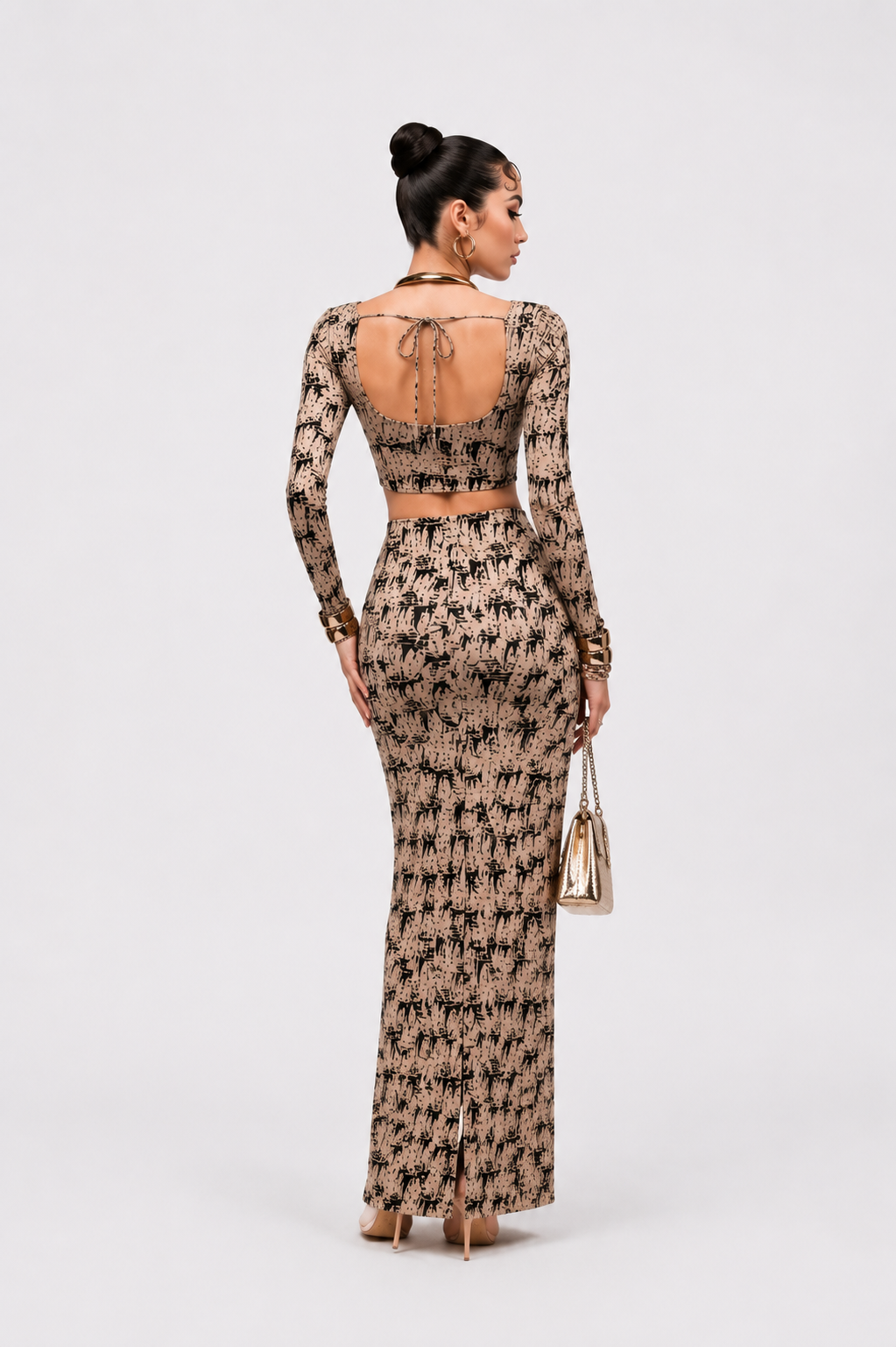 Elegant Printed Co-Ord Set for Women | Crop Top & Skirt