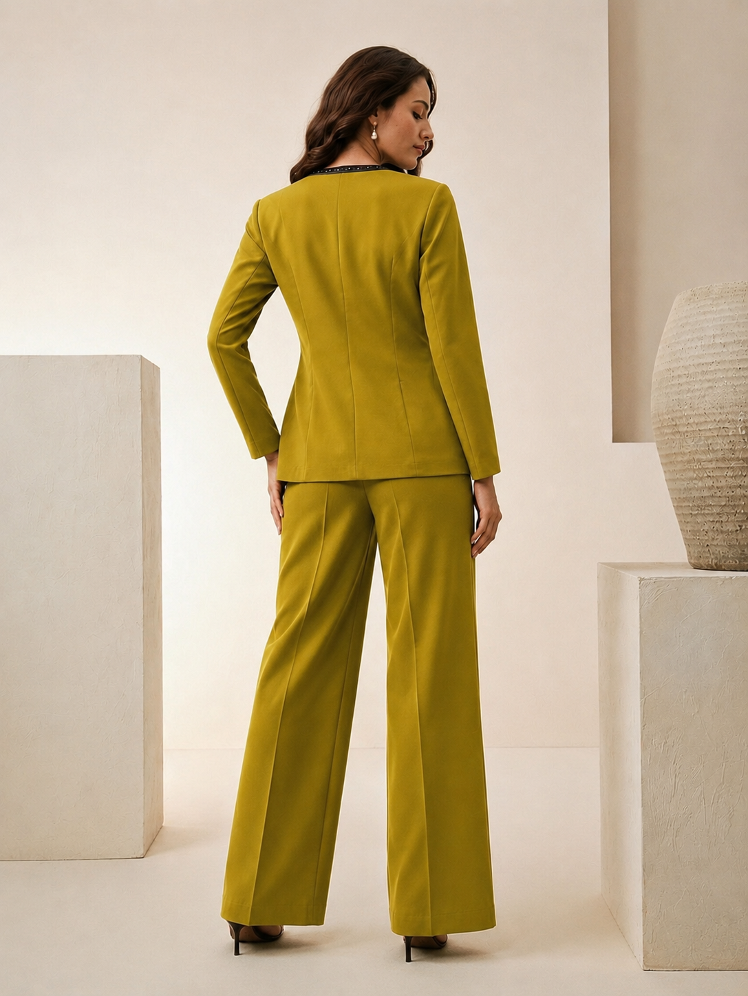 Elegant Three-Piece Co-Ord Set for Women | Jacket & Trousers