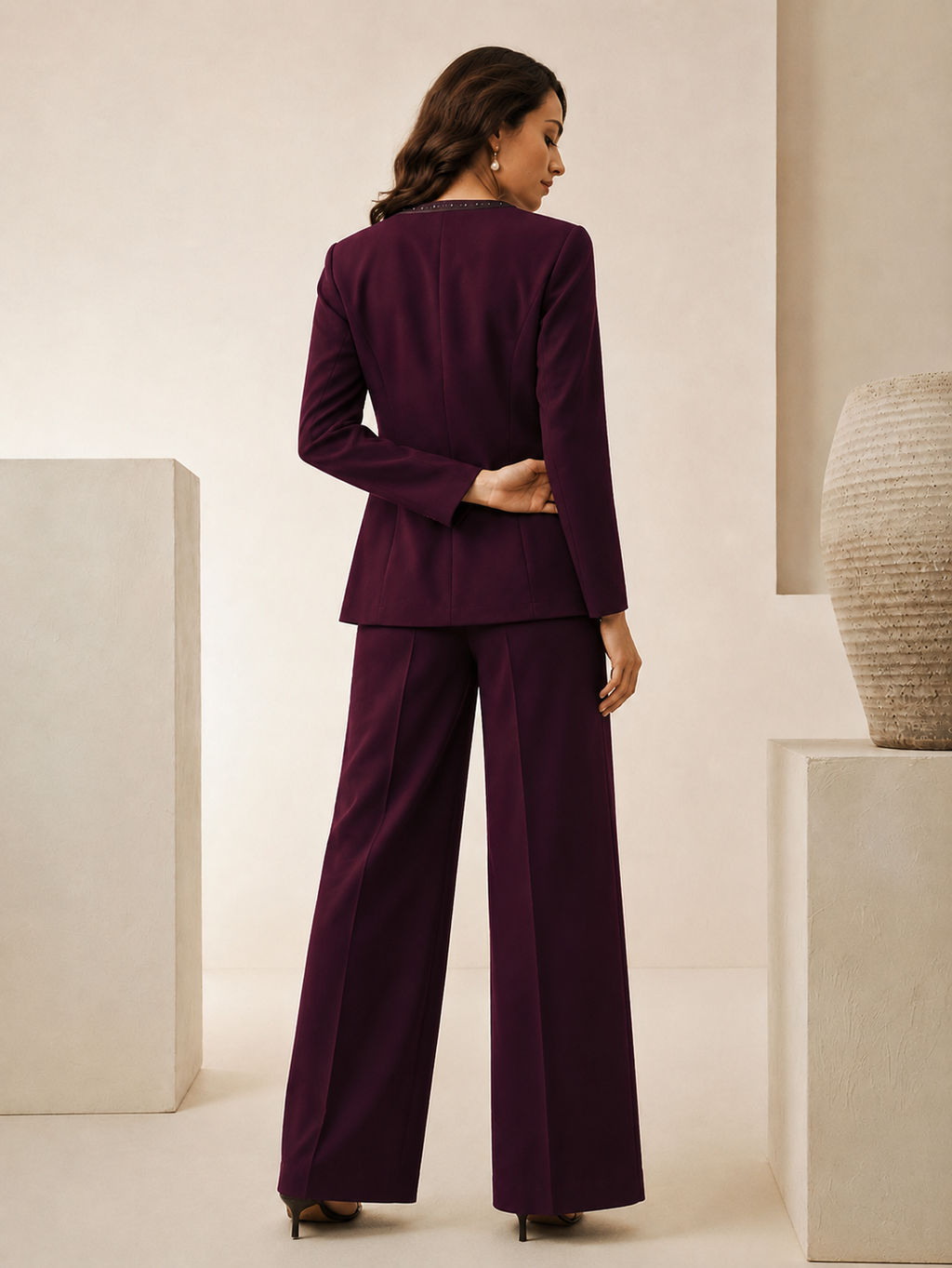 Elegant Three-Piece Co-Ord Set for Women | Jacket & Trousers