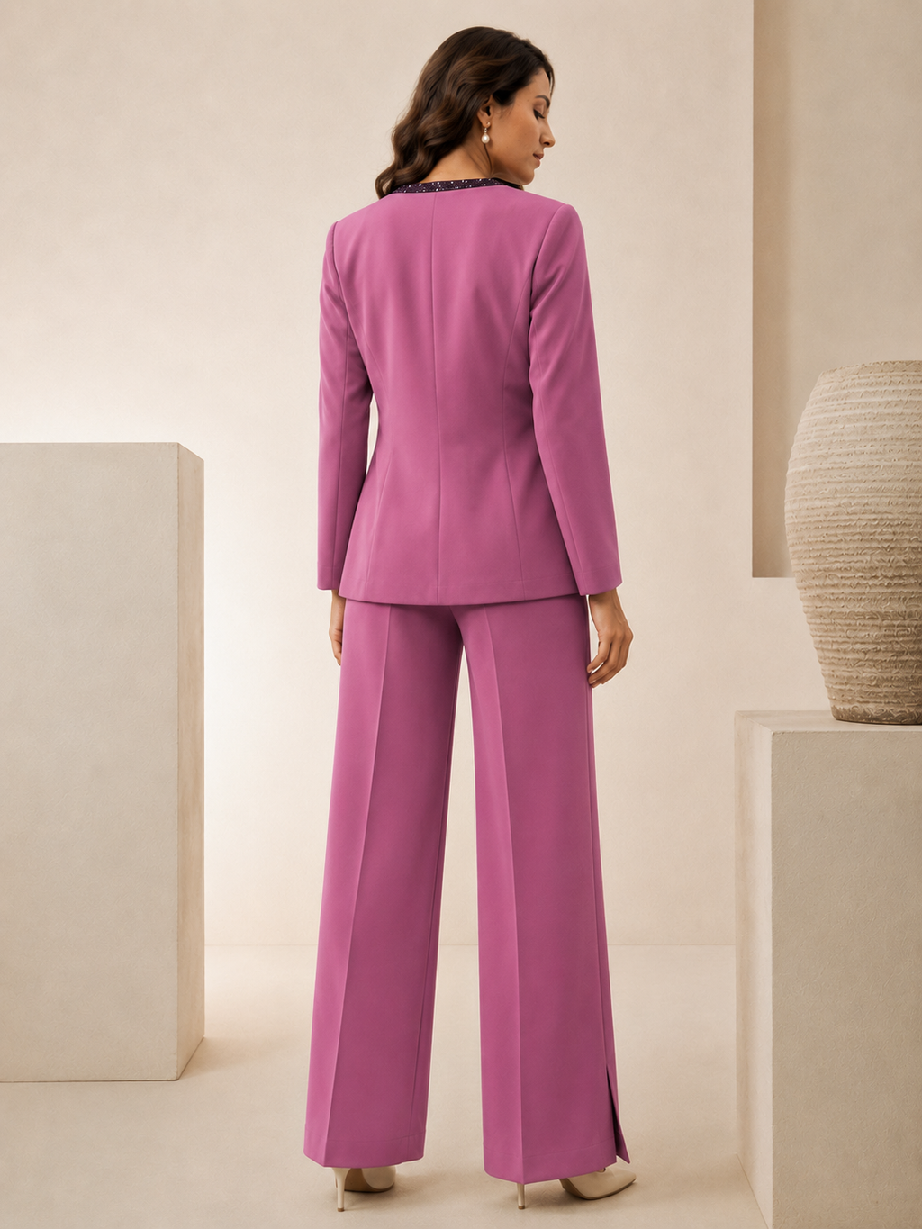 Elegant Three-Piece Co-Ord Set for Women | Jacket & Trousers