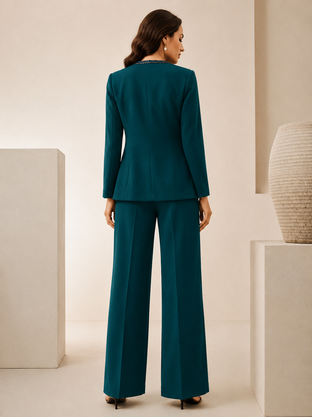 Elegant Three-Piece Co-Ord Set for Women | Jacket & Trousers