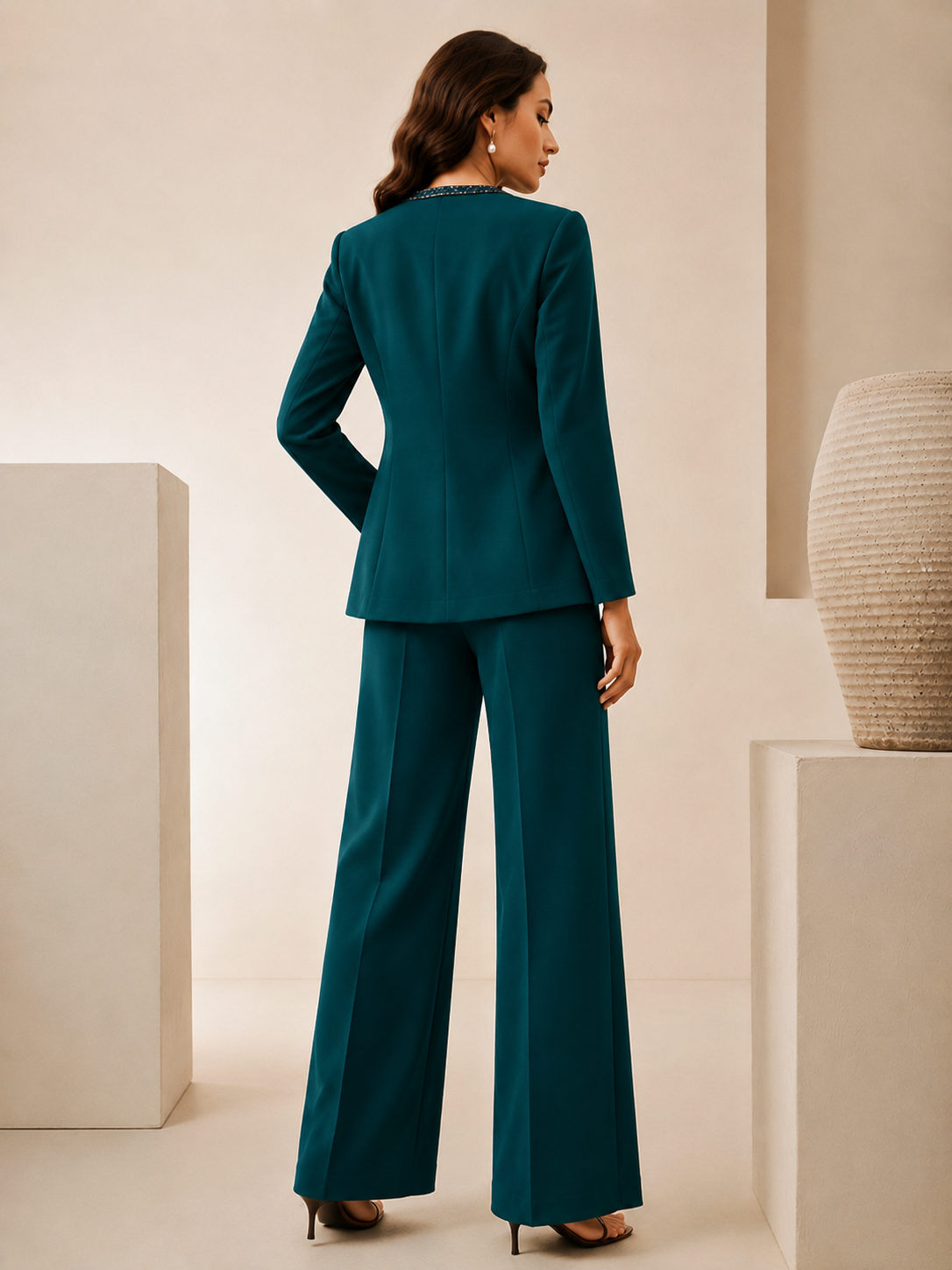 Elegant Three-Piece Co-Ord Set for Women | Jacket & Trousers