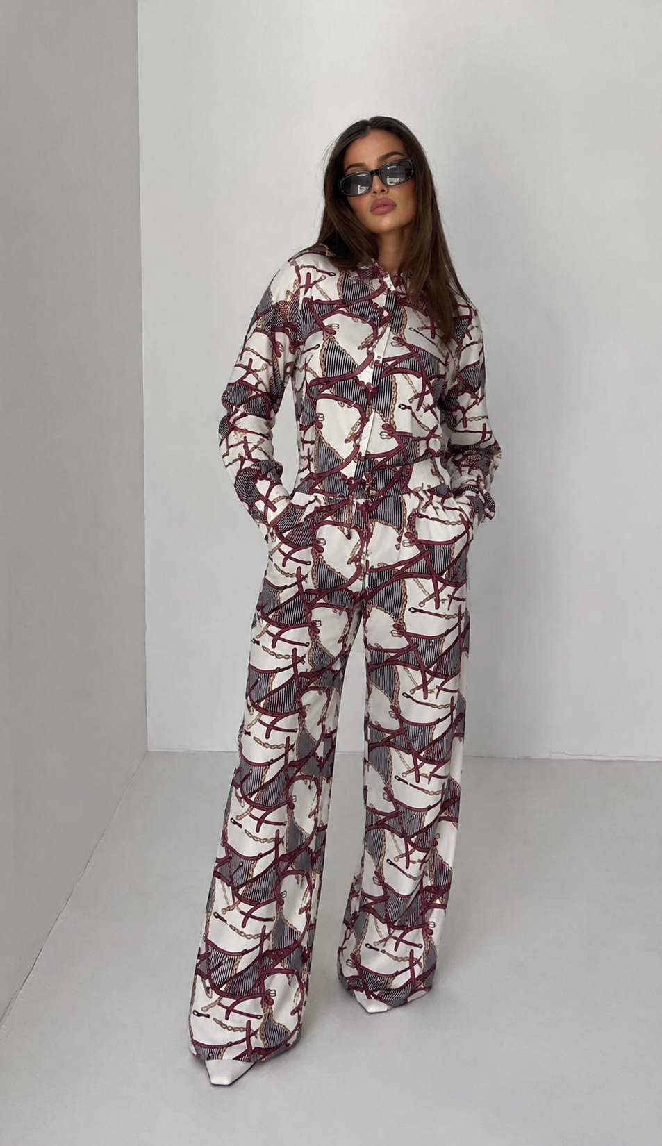 Elegant Printed Co-Ord Set for Women | Shirt & Trousers