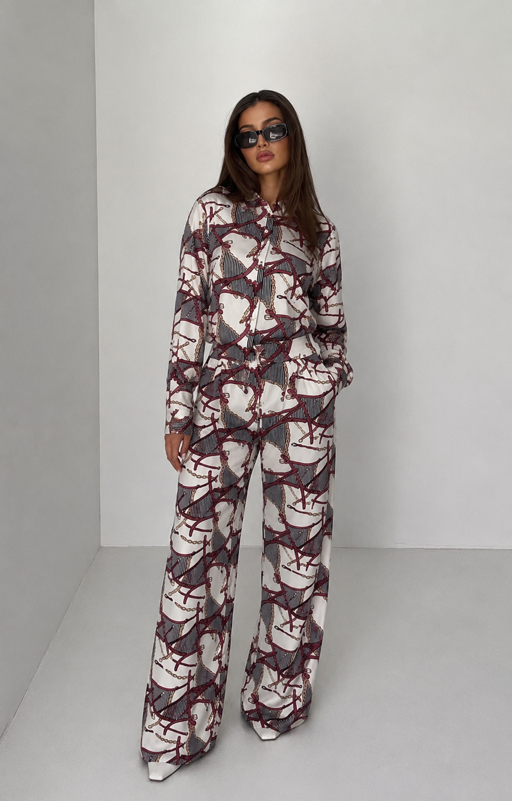 Elegant Printed Co-Ord Set for Women | Shirt & Trousers