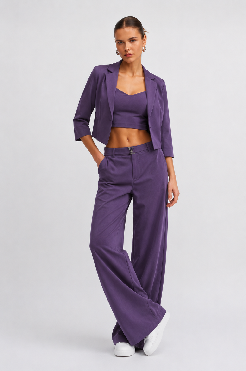 Elegant Three-Piece Co-Ord Set for Women | Blazer & Trousers