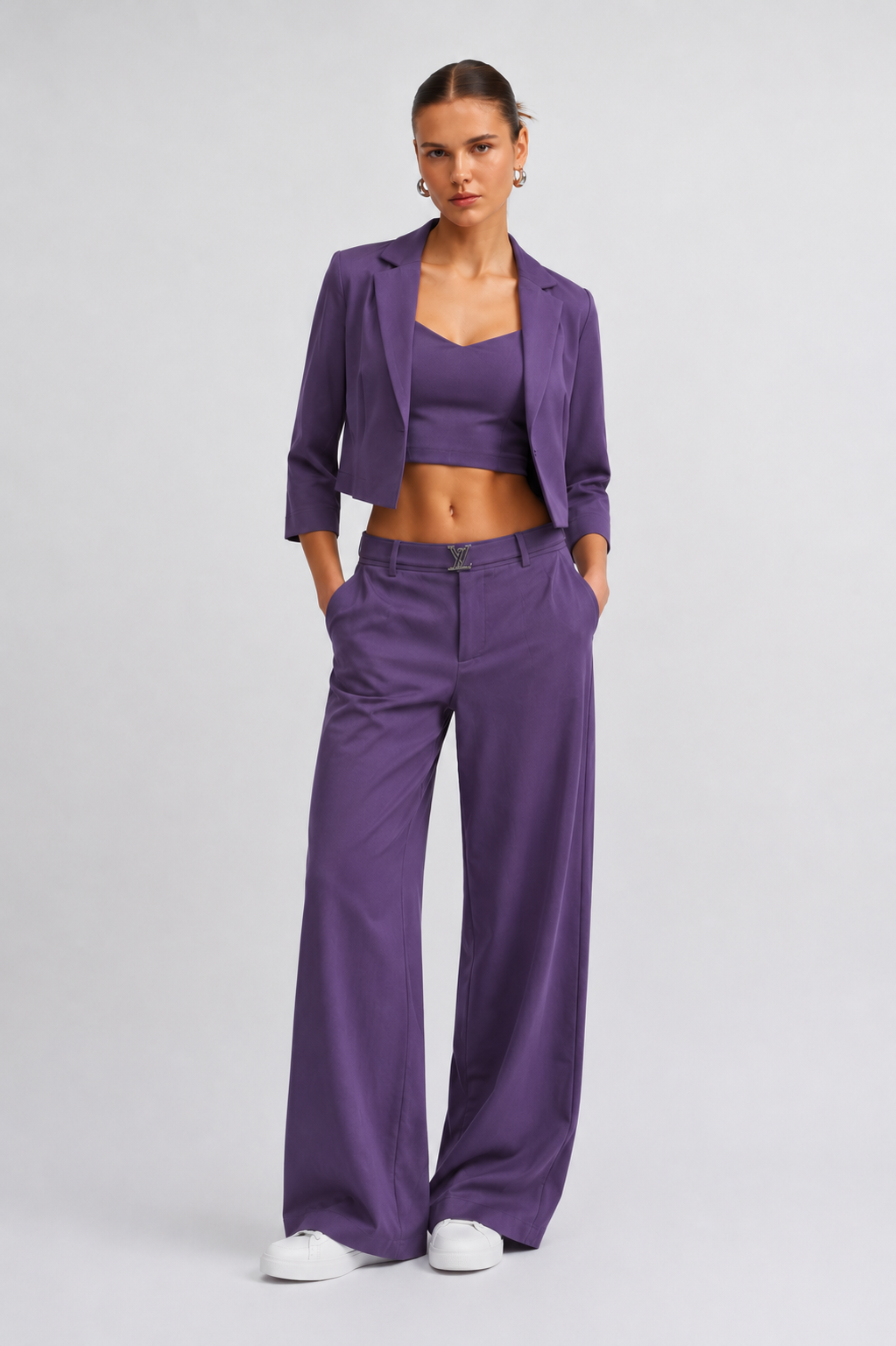 Elegant Three-Piece Co-Ord Set for Women | Blazer & Trousers