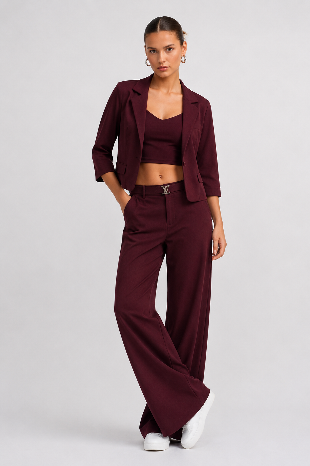 Elegant Three-Piece Co-Ord Set for Women | Blazer & Trousers