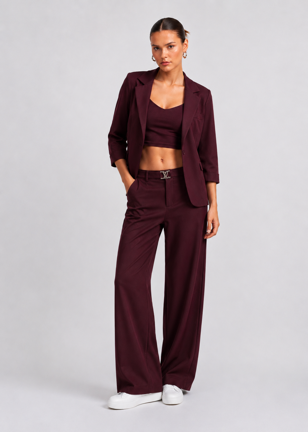 Elegant Three-Piece Co-Ord Set for Women | Blazer & Trousers