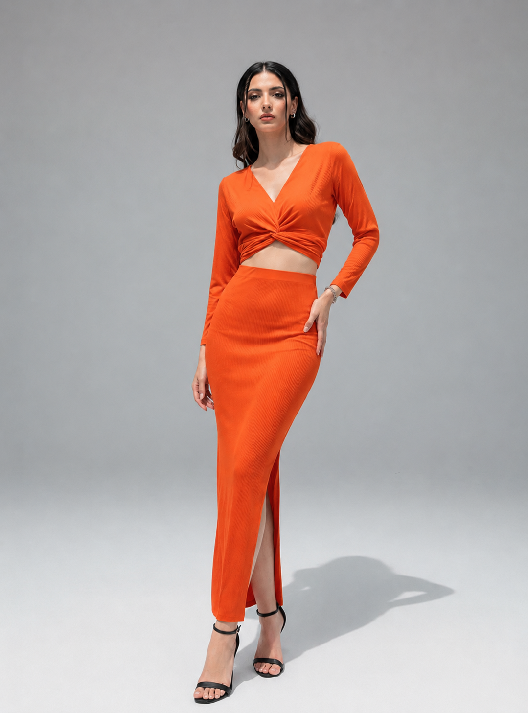Elegant Two-Piece Co-Ord Set for Women | Twist Front Skirt