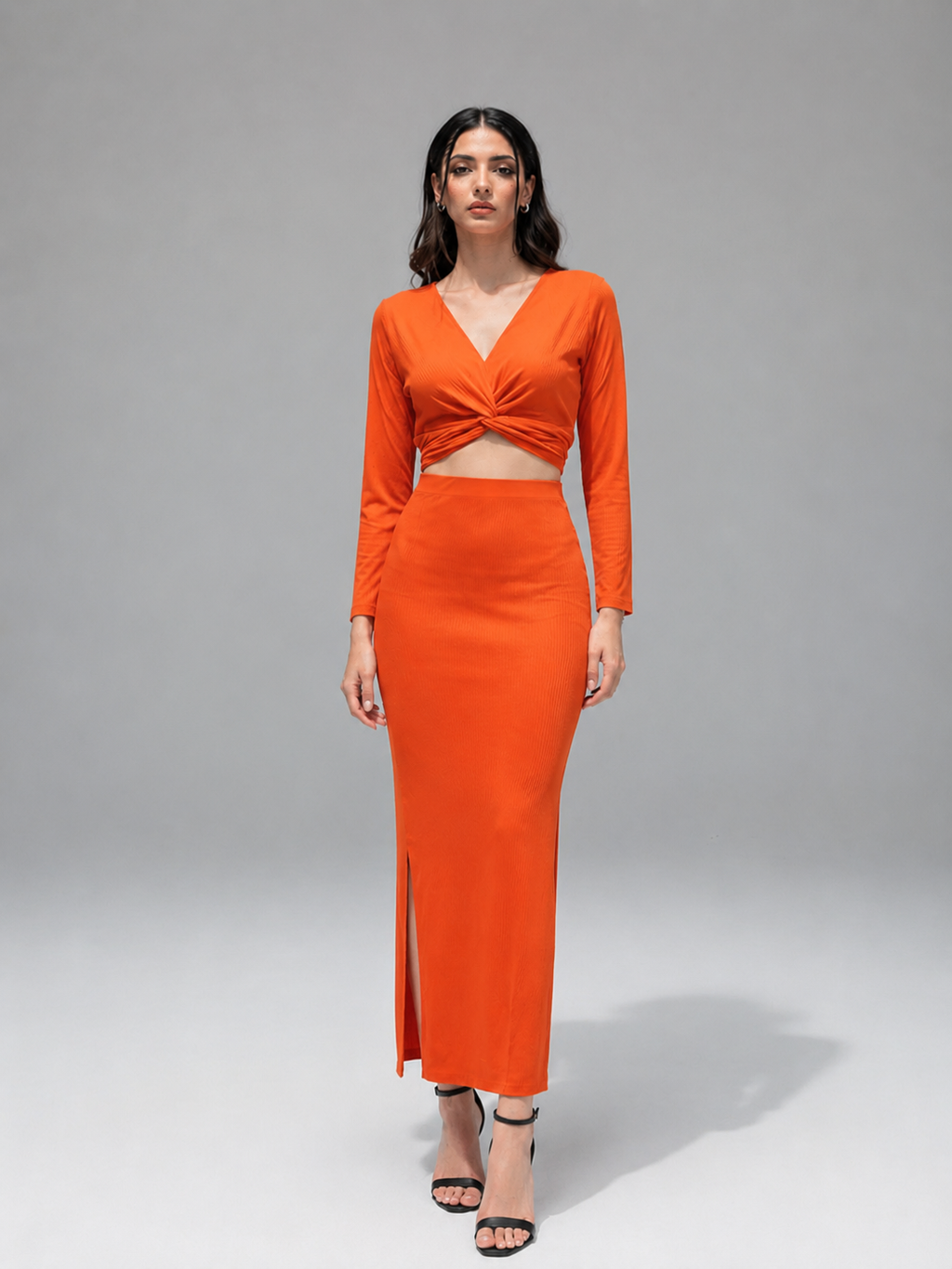 Elegant Two-Piece Co-Ord Set for Women | Twist Front Skirt