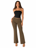 Elegant Flared Bottom Wear for Women | High-Waist Casual Trousers