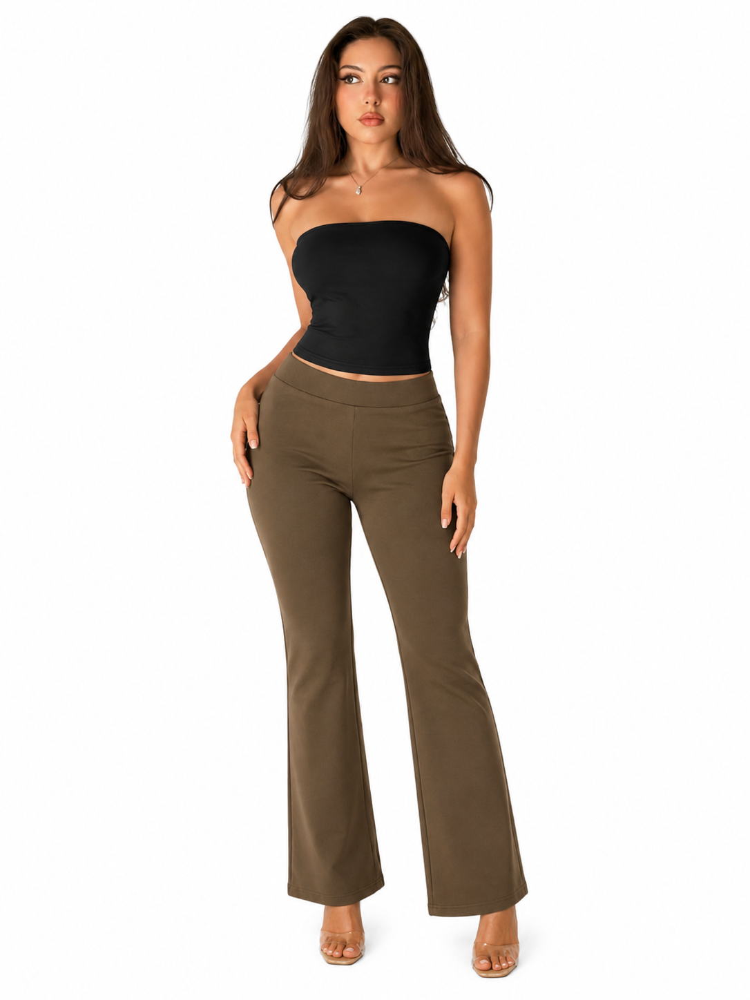 Elegant Flared Bottom Wear for Women | High-Waist Casual Trousers
