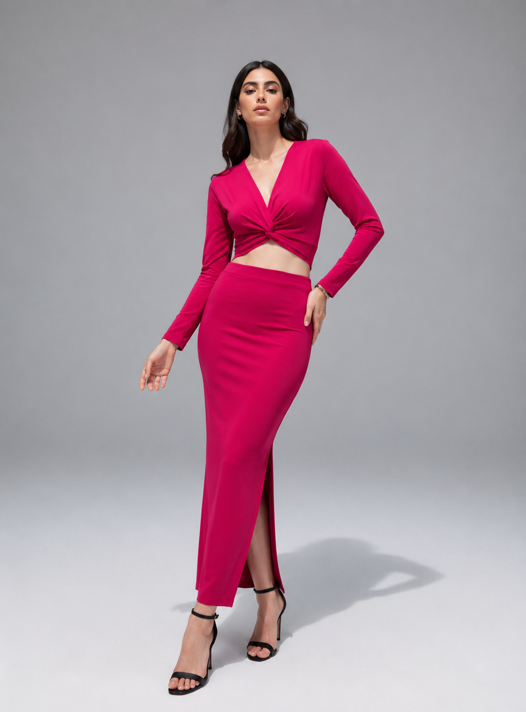 Elegant Two-Piece Co-Ord Set for Women | Twist Front Skirt