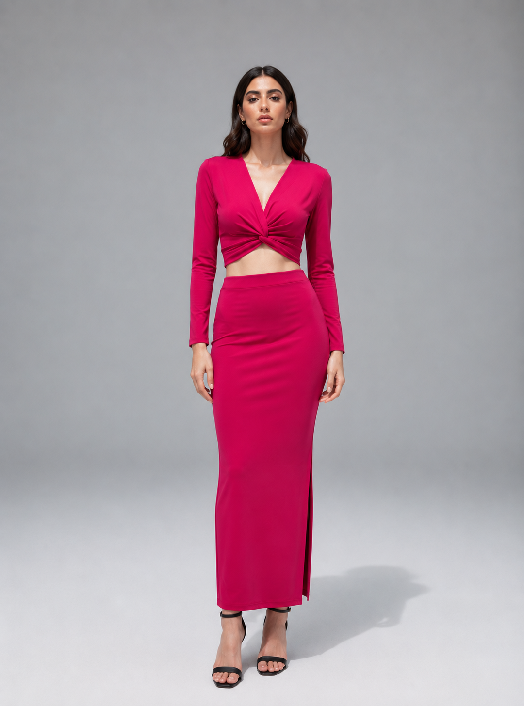Elegant Two-Piece Co-Ord Set for Women | Twist Front Skirt