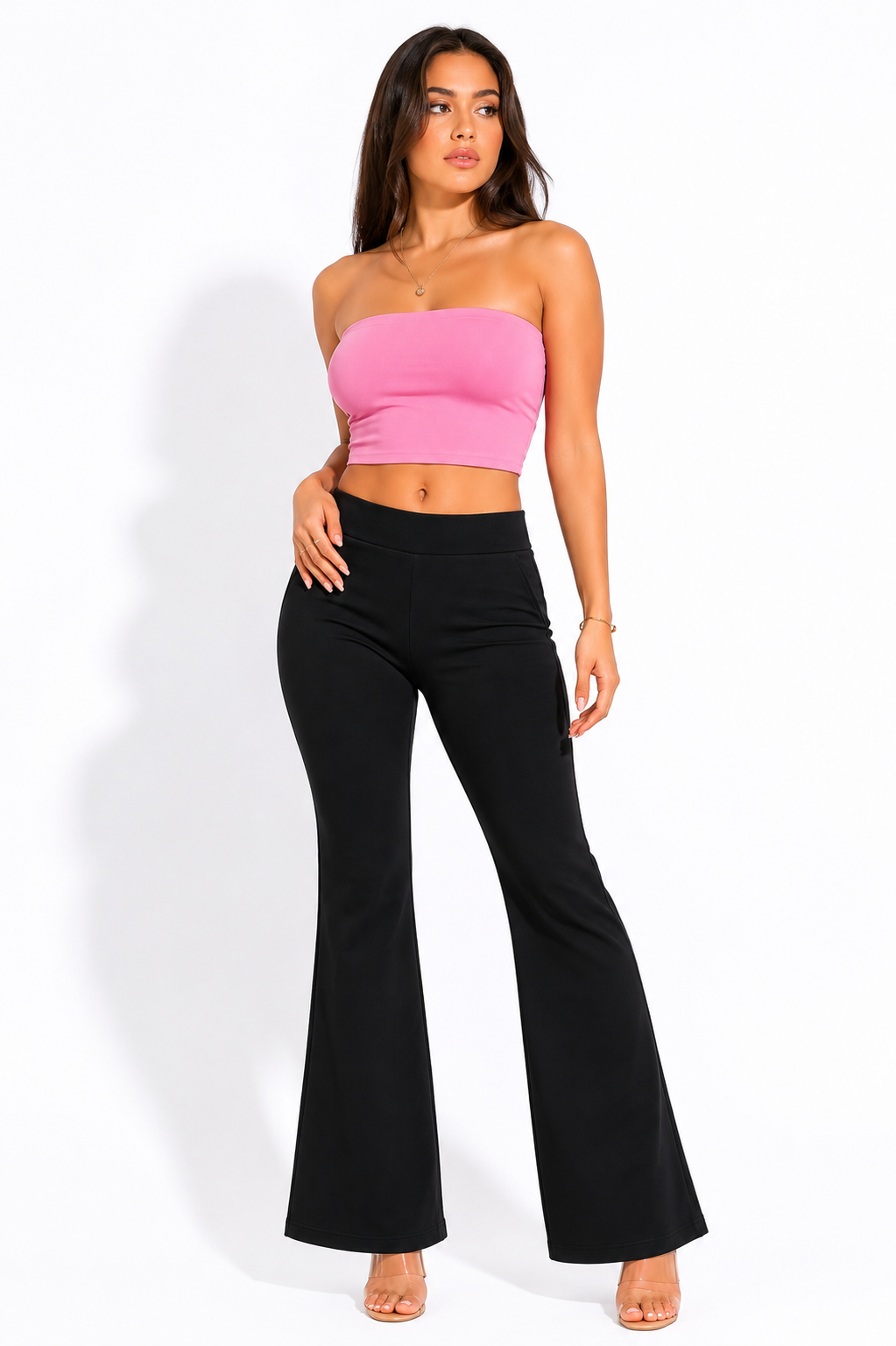 Elegant Flared Bottom Wear for Women | High-Waist Casual Trousers