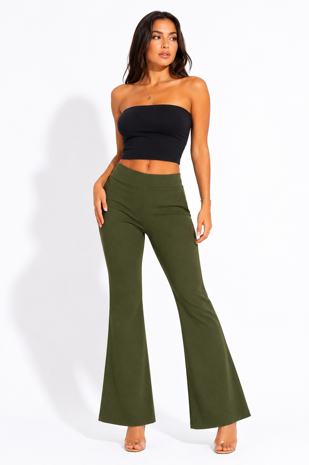 Elegant Flared Bottom Wear for Women | High-Waist Casual Trousers