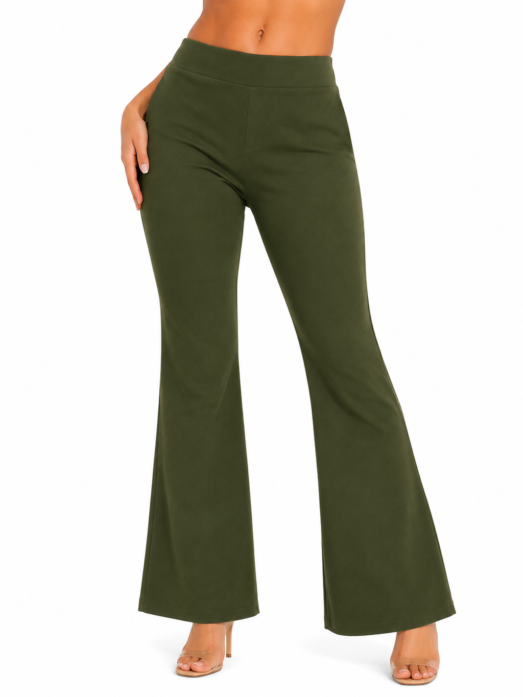 Elegant Flared Bottom Wear for Women | High-Waist Casual Trousers