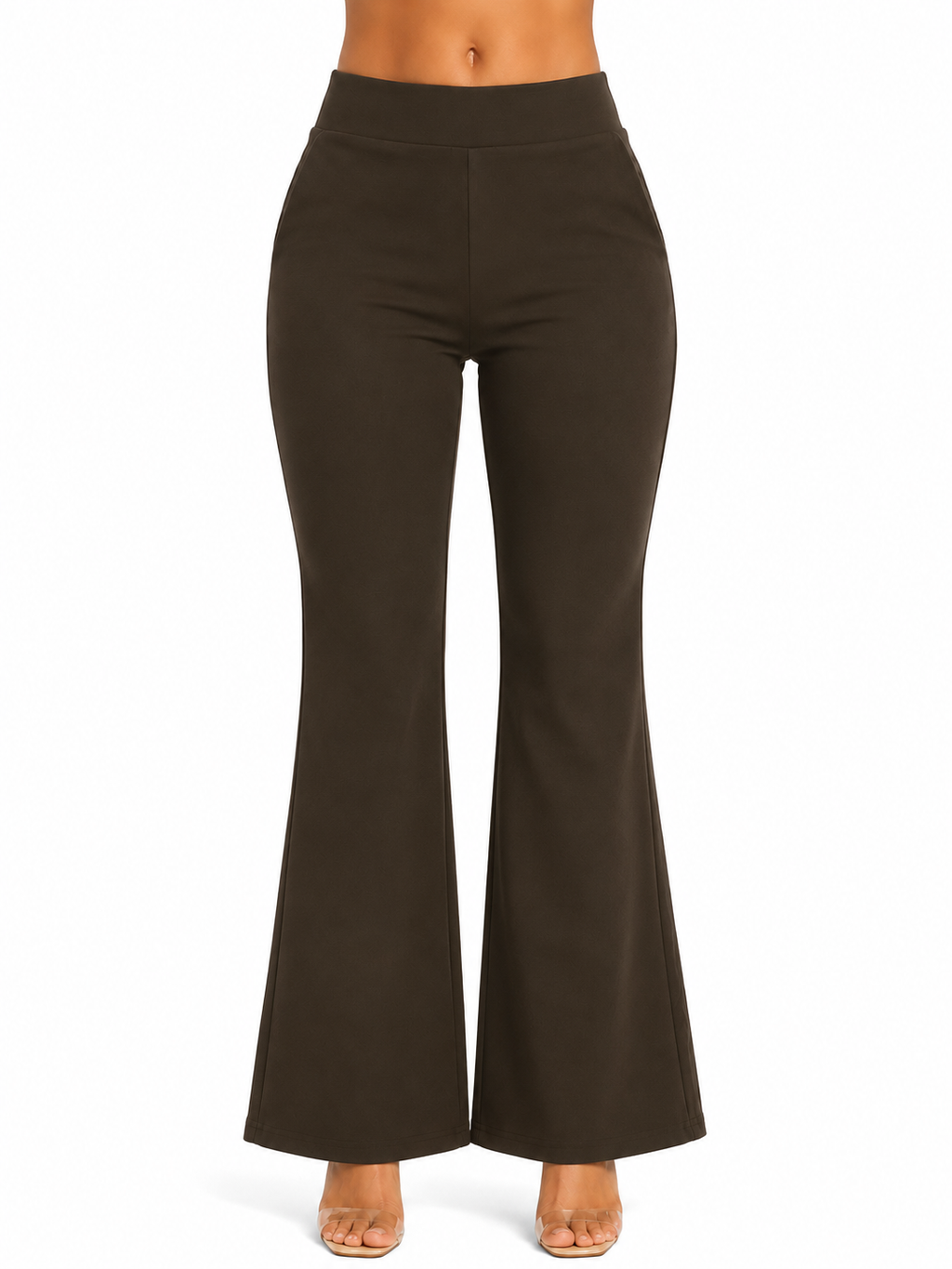 Elegant Flared Bottom Wear for Women | High-Waist Casual Trousers