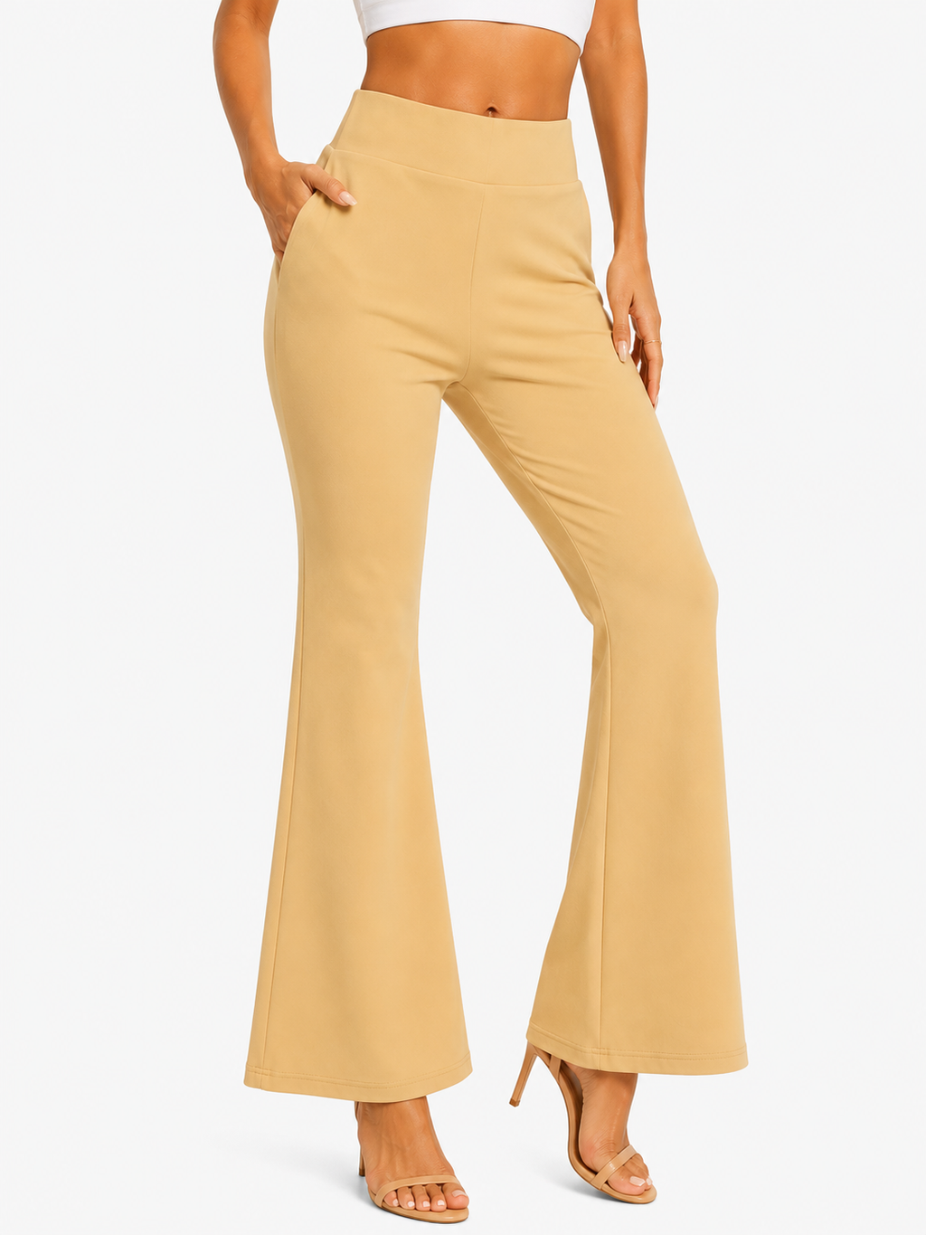 Elegant Flared Bottom Wear for Women | High-Waist Casual Trousers