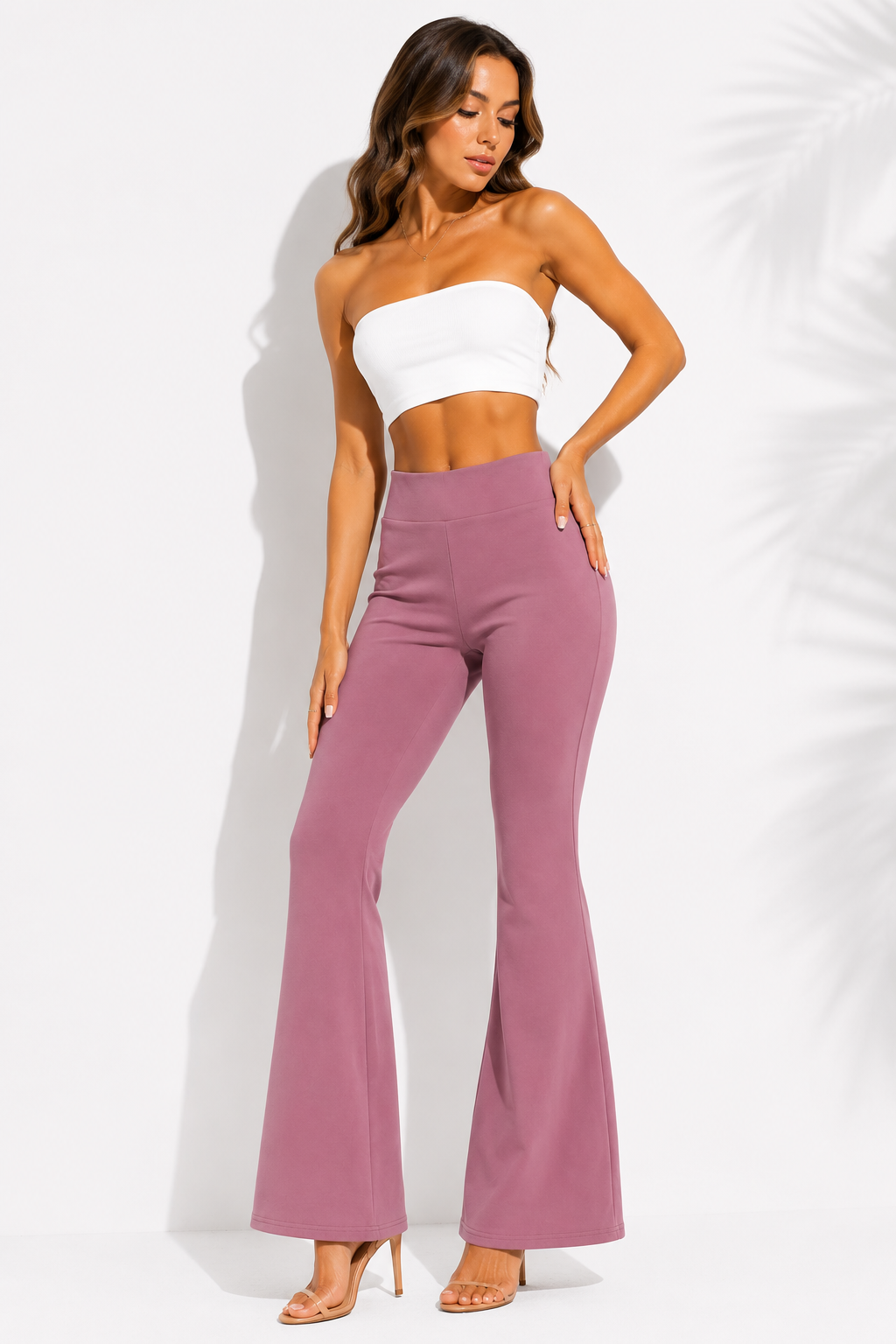 Elegant Flared Bottom Wear for Women | High-Waist Casual Trousers