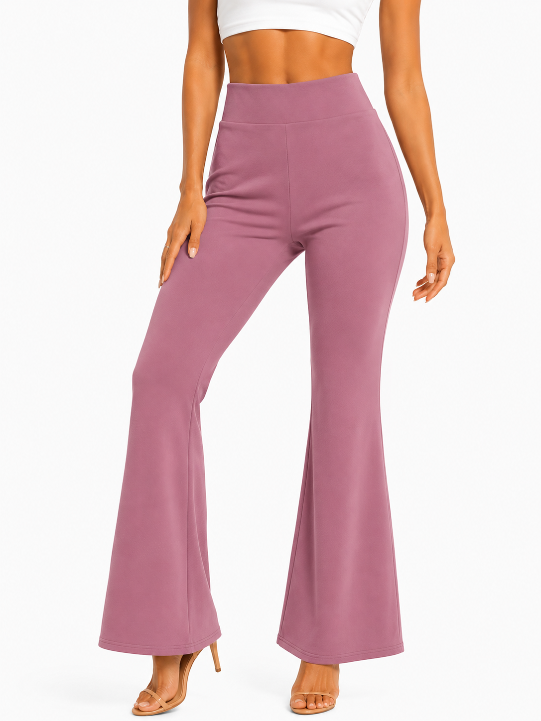 Elegant Flared Bottom Wear for Women | High-Waist Casual Trousers