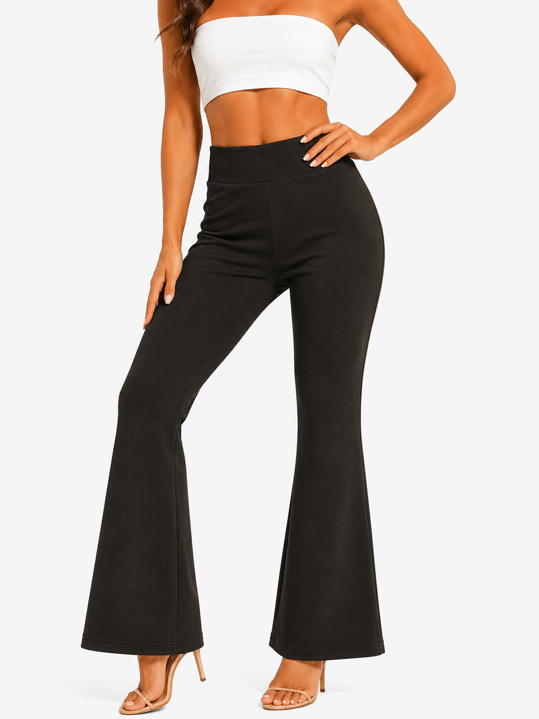 Elegant Flared Bottom Wear for Women | High-Waist Casual Trousers