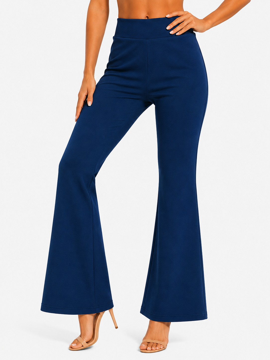 Elegant Flared Bottom Wear for Women | High-Waist Casual Trousers